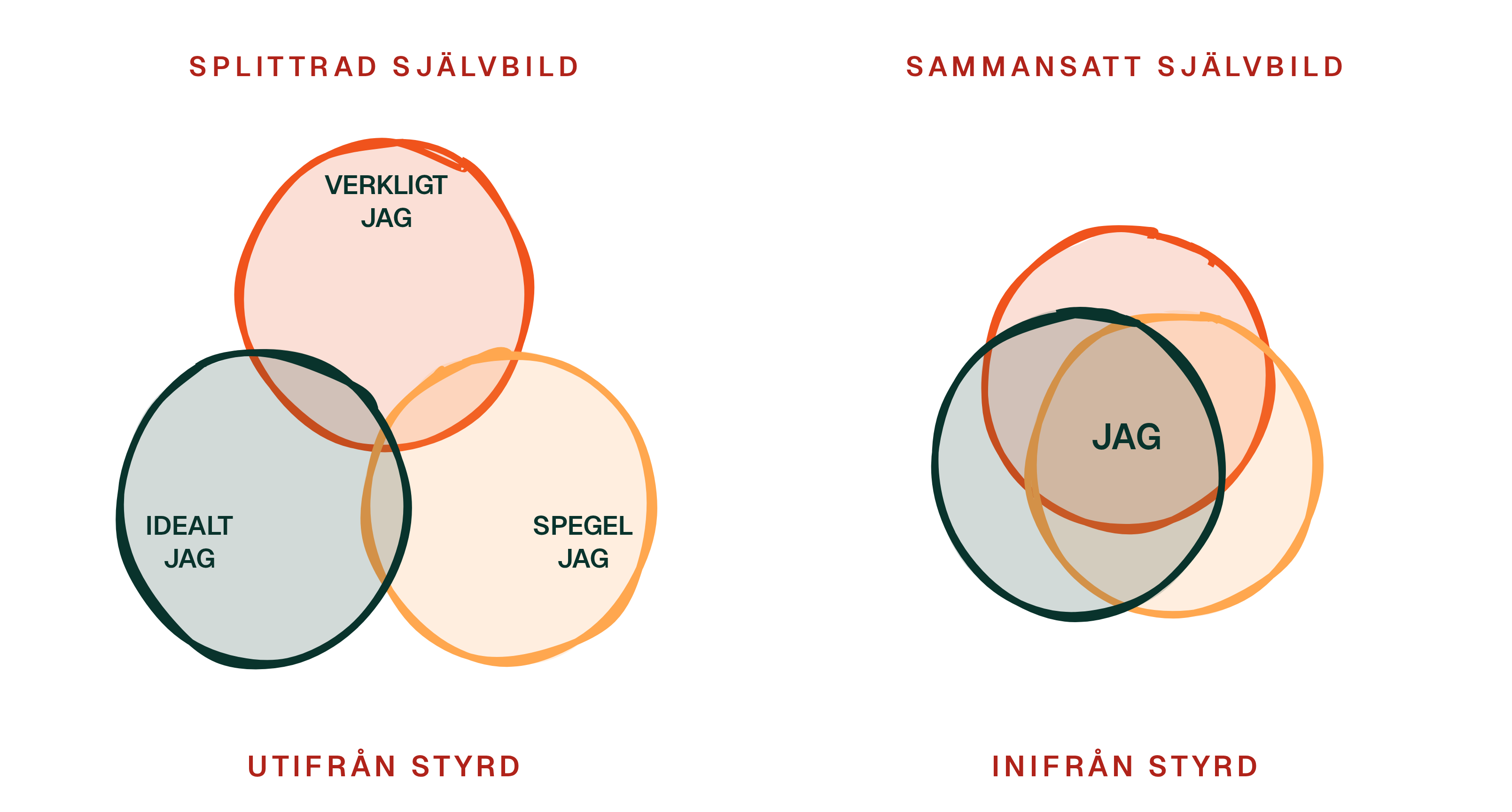 Splittrad självbild ger utifrån styrd, sammansatt ger inifrån styrd.