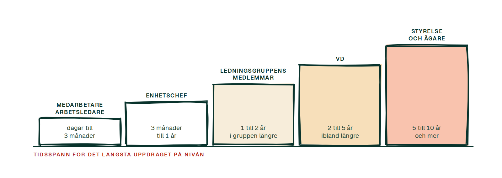 Tidshorisonter per nivå, från medarbetare till styrelse och ägare.